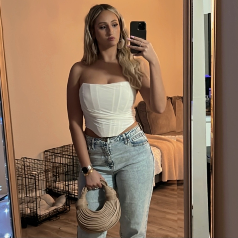 White Corset Cropped Top